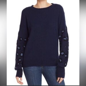 AQUA Leopard-Appliqué Cashmere Sweater woman’s 100 cashmere small